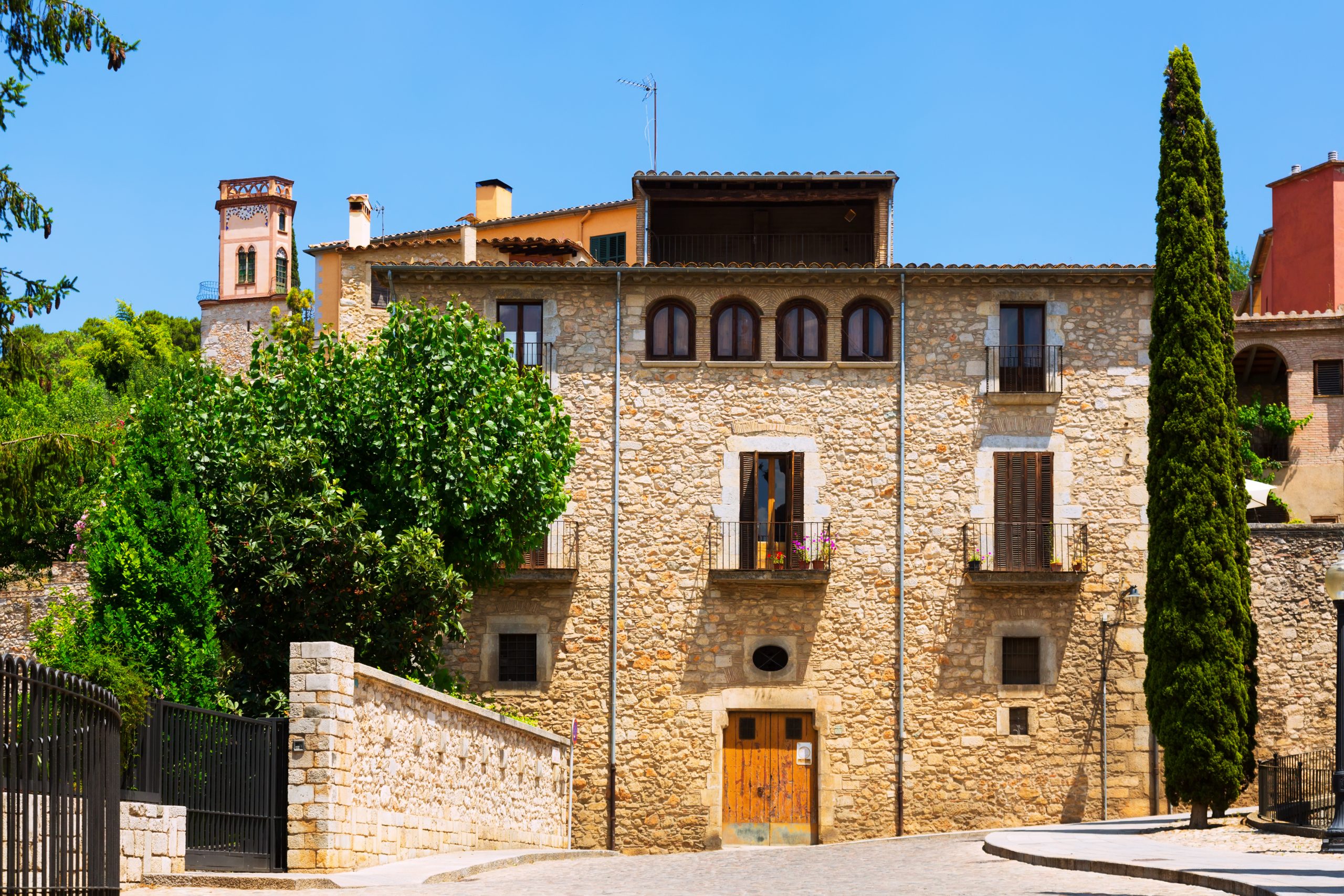 Old street of european city. Girona